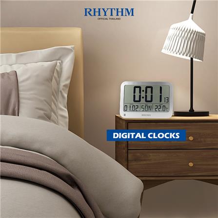 นาฬิกาตั้งโต๊ะดิจิทัล RHYTHM LCT084NR19 8.5X5.5 นิ้ว สีเงิน_4