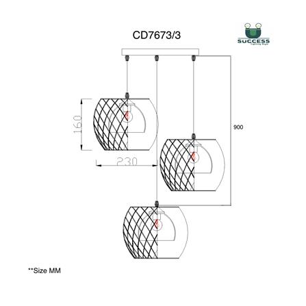 ไฟช่อ SUCCESS CD7673/3 สีน้ำตาล/ทอง 3 หัว_3