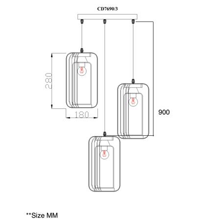 ไฟช่อ SUCCESS CD7690/3 สีขาว/ทอง 3 หัว_3