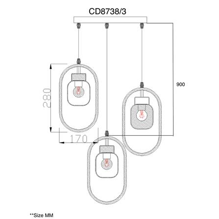 ไฟช่อ SUCCESS CD8738/3 สีขาว/ทอง/น้ำตาล 3 หัว_4