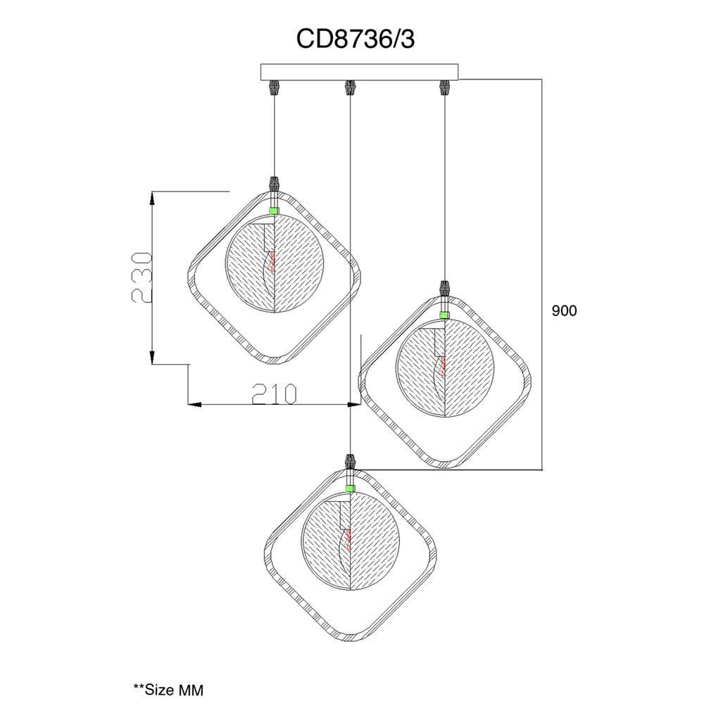 ไฟช่อ SUCCESS CD8736/3 สีขาว/ทอง/น้ำตาล 3 หัว