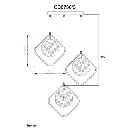 ไฟช่อ SUCCESS CD8736/3 สีขาว/ทอง/น้ำตาล 3 หัว_5