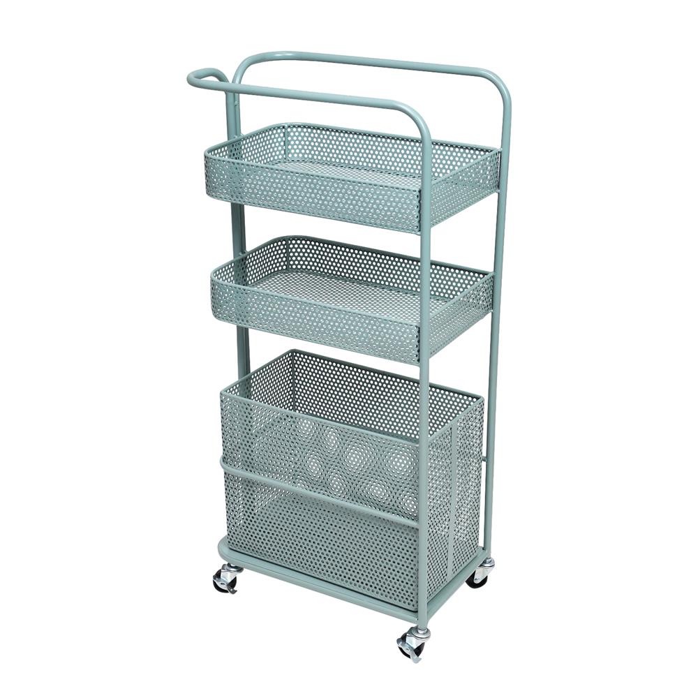 ชั้นวางของ 3 ชั้น มีล้อ STACKO GRACE 40x24x85 ซม. สีเขียว