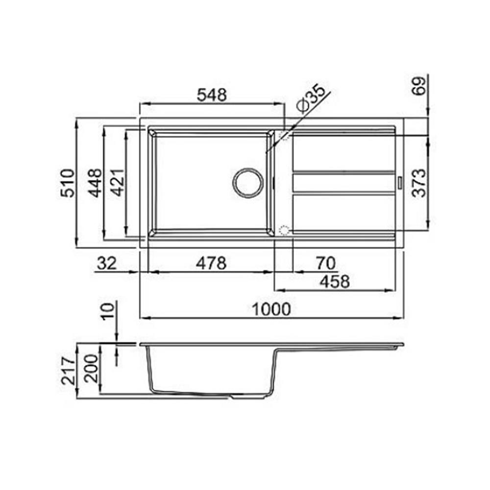 ซิงค์ฝัง 1 หลุม 1 ที่พัก METRIX KIN11TN สีไทเทเนียมเกรย์