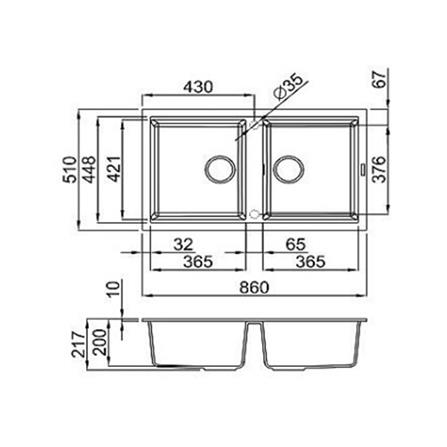ซิงค์ฝัง 2 หลุม METRIX KIN20TN สีไทเทเนียมเกรย์_2