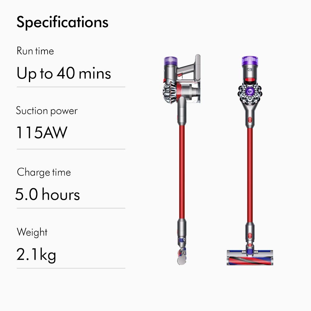 เครื่องดูดฝุ่นแบบด้าม DYSON SV10K V8 SLIM FLUFFY IRON / SPRAYED NICKEL / RED