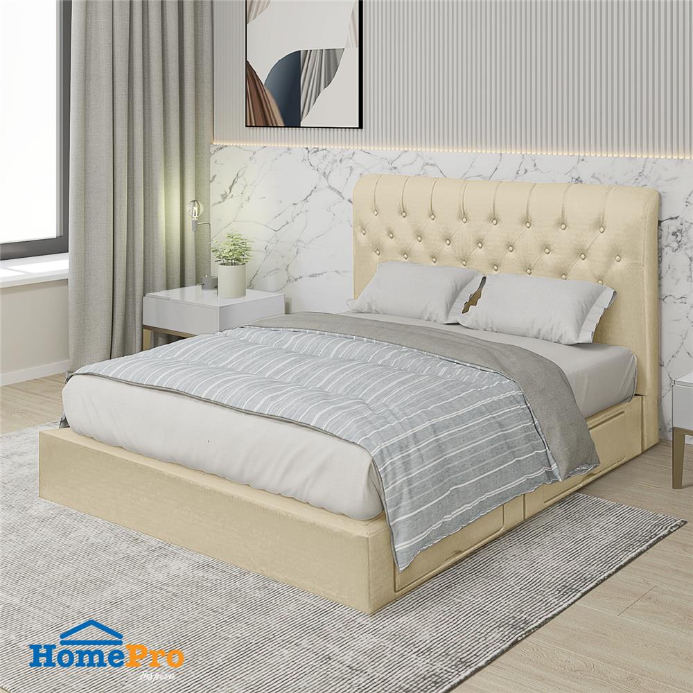 ฐานรองหัวเตียง 5 ฟุต HOME LIVING STYLE ROME-L สีครีม