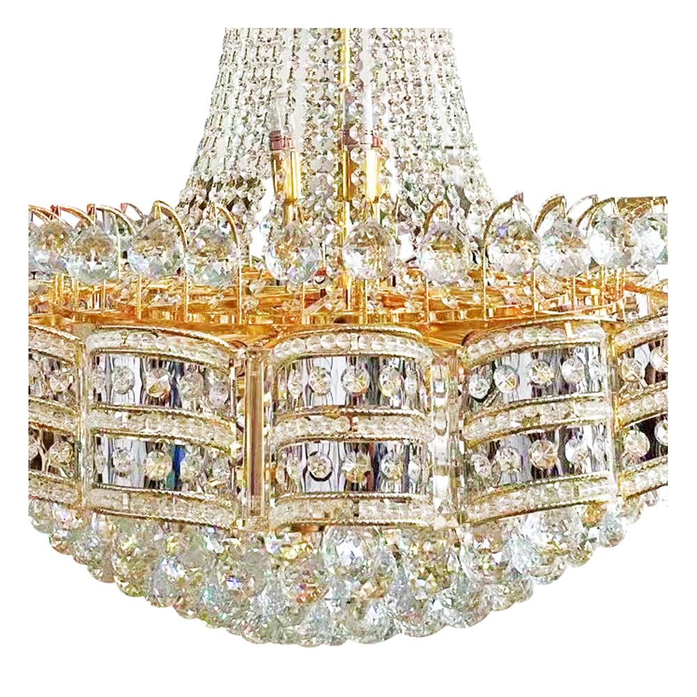 ไฟช่อ CARINI SC-1321 แก้ว/โลหะ สีเงิน/ ใส/ ทอง 26หัว