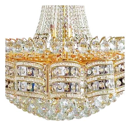 ไฟช่อ CARINI SC-1321 แก้ว/โลหะ สีเงิน/ ใส/ ทอง 26หัว_1