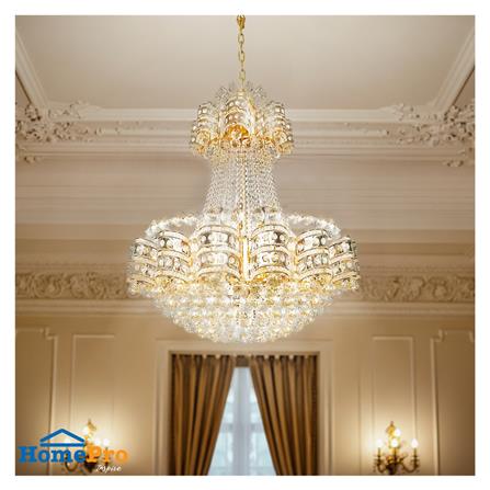 ไฟช่อ CARINI SC-1321 แก้ว/โลหะ สีเงิน/ ใส/ ทอง 26หัว_3