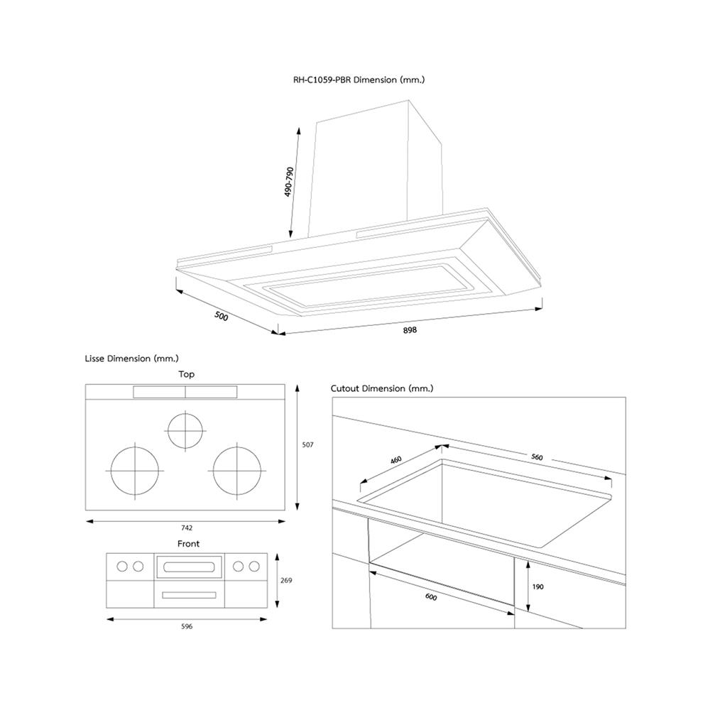 เตาฝัง+เครื่องดูดควัน RINNAI RB7913GCSSM+RH-C1059-PBR