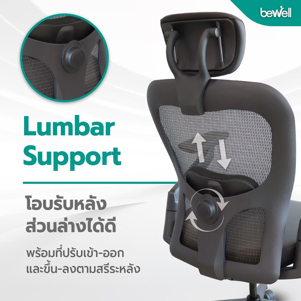 เก้าอี้เพื่อสุขภาพ BEWELL G099191 ENCLOSE สีเทาเข้ม