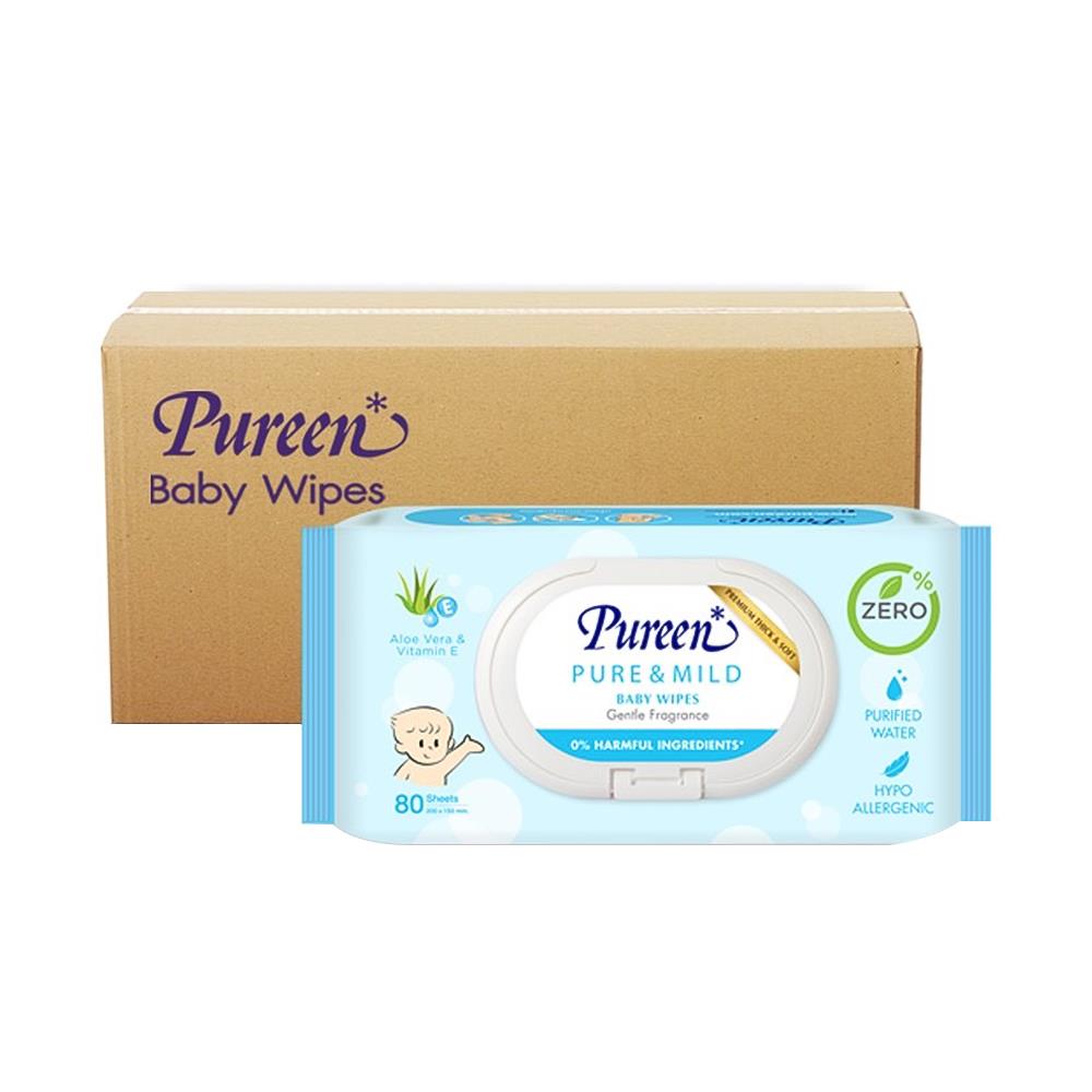 ผ้าเช็ดทำความสะอาดผิว PUREEN PURE&MILD 80 แผ่น แพ็ค 12 ชิ้น