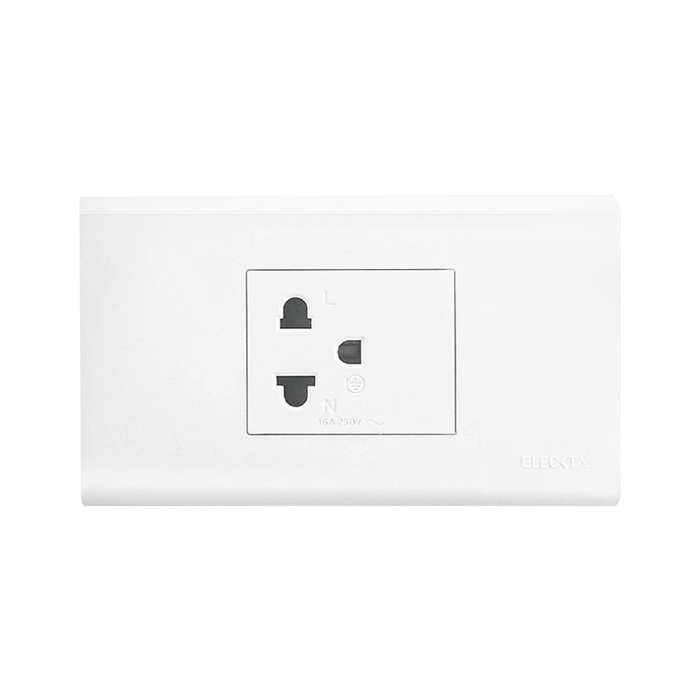 ชุดเต้ารับเดี่ยว 3 ขากลม ELECKTA N BASIC สีขาว