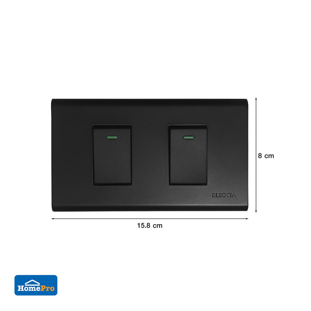 ชุดสวิตช์ 1 ทาง 2 ช่อง ELECKTA N BASIC สีดำ