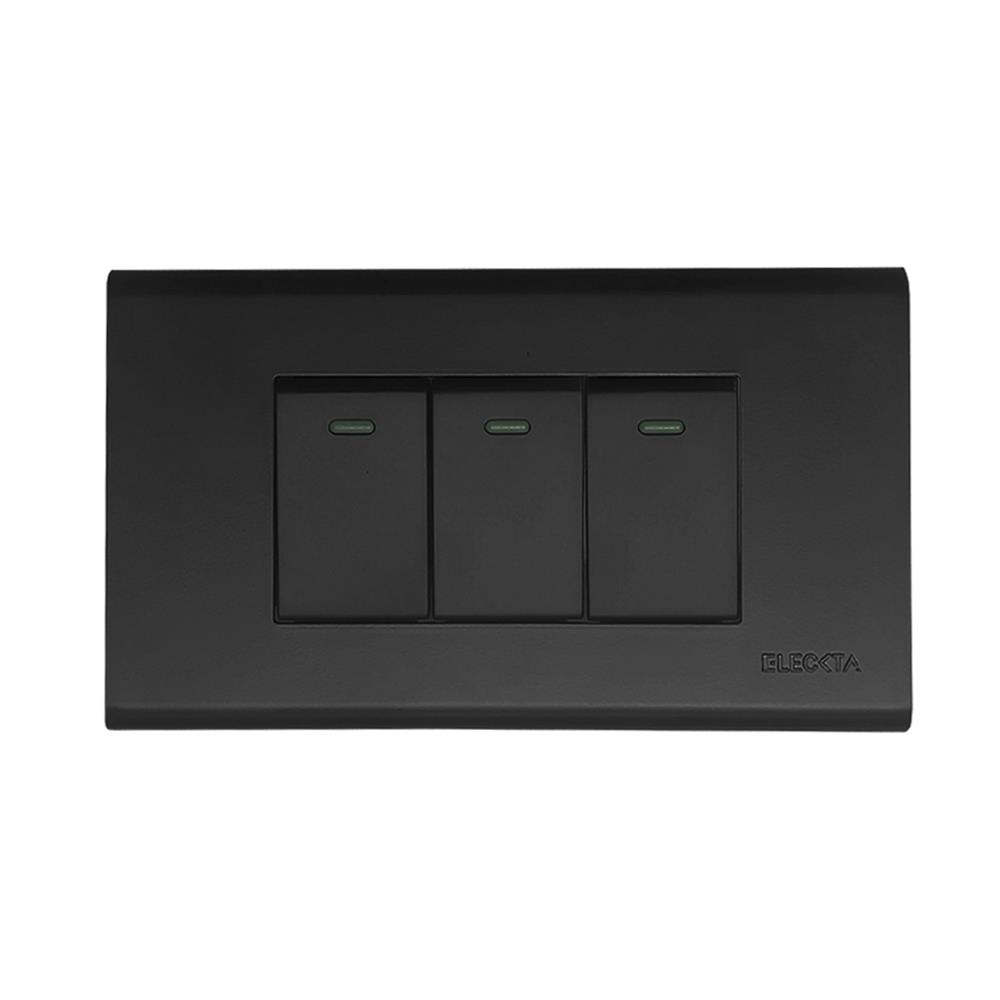 ชุดสวิตช์ 1 ทาง 3 ช่อง ELECKTA N BASIC สีดำ