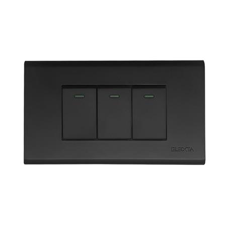 ชุดสวิตช์ 1 ทาง 3 ช่อง ELECKTA N BASIC สีดำ
