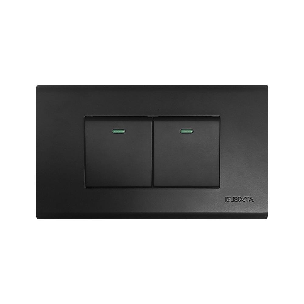 ชุดสวิตช์ 1 ทาง 1.5x2 ช่อง ELECKTA N BASIC สีดำ