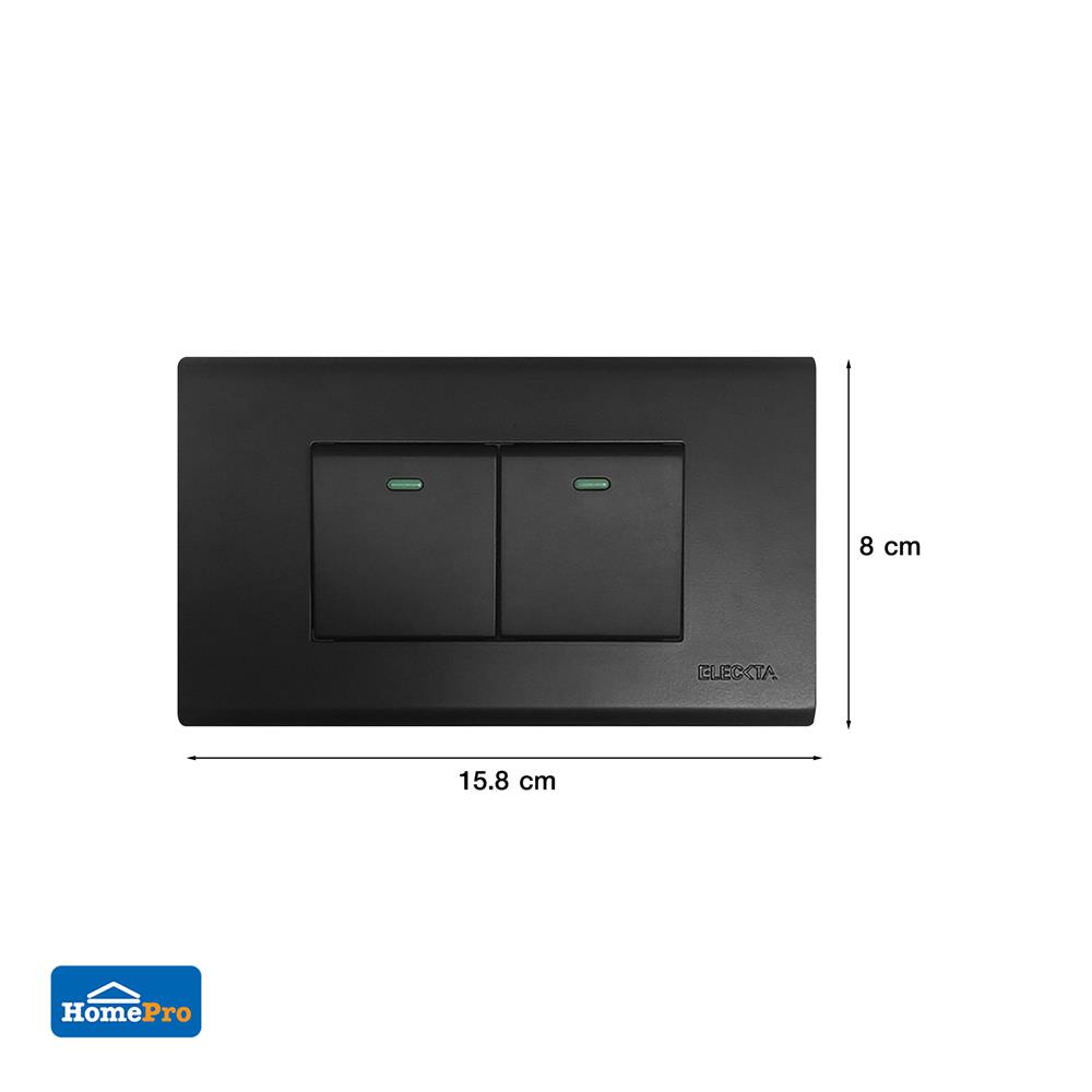 ชุดสวิตช์ 1 ทาง 1.5x2 ช่อง ELECKTA N BASIC สีดำ