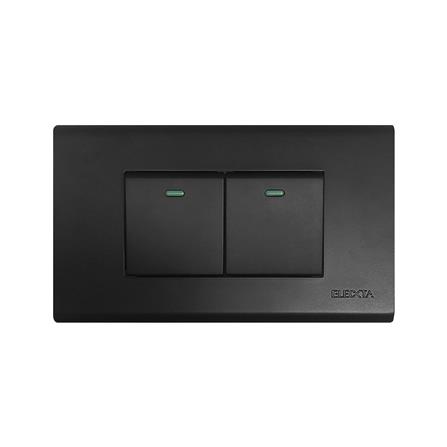 ชุดสวิตช์ 1 ทาง 1.5x2 ช่อง ELECKTA N BASIC สีดำ