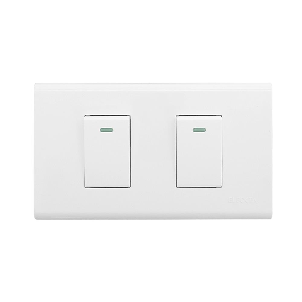 ชุดสวิตช์ 1 ทาง 2 ช่อง ELECKTA N BASIC สีขาว