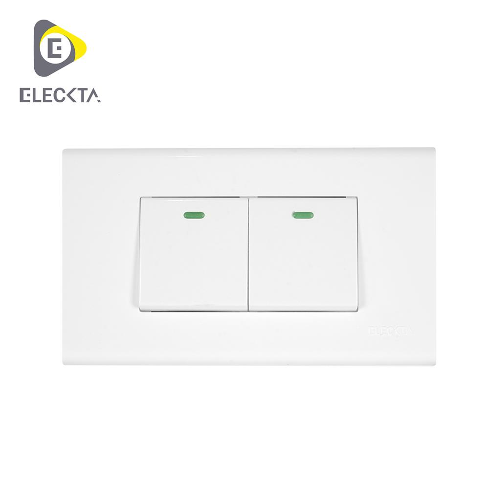 ชุดสวิตช์ 1 ทาง 1.5x2 ช่อง ELECKTA N BASIC สีขาว