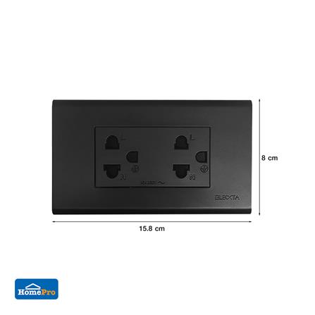 ชุดเต้ารับคู่ 3 ขากลม ELECKTA N BASIC สีดำ_4