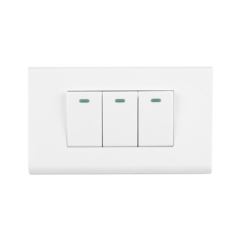 ชุดสวิตช์ 1 ทาง 3 ช่อง ELECKTA N BASIC สีขาว