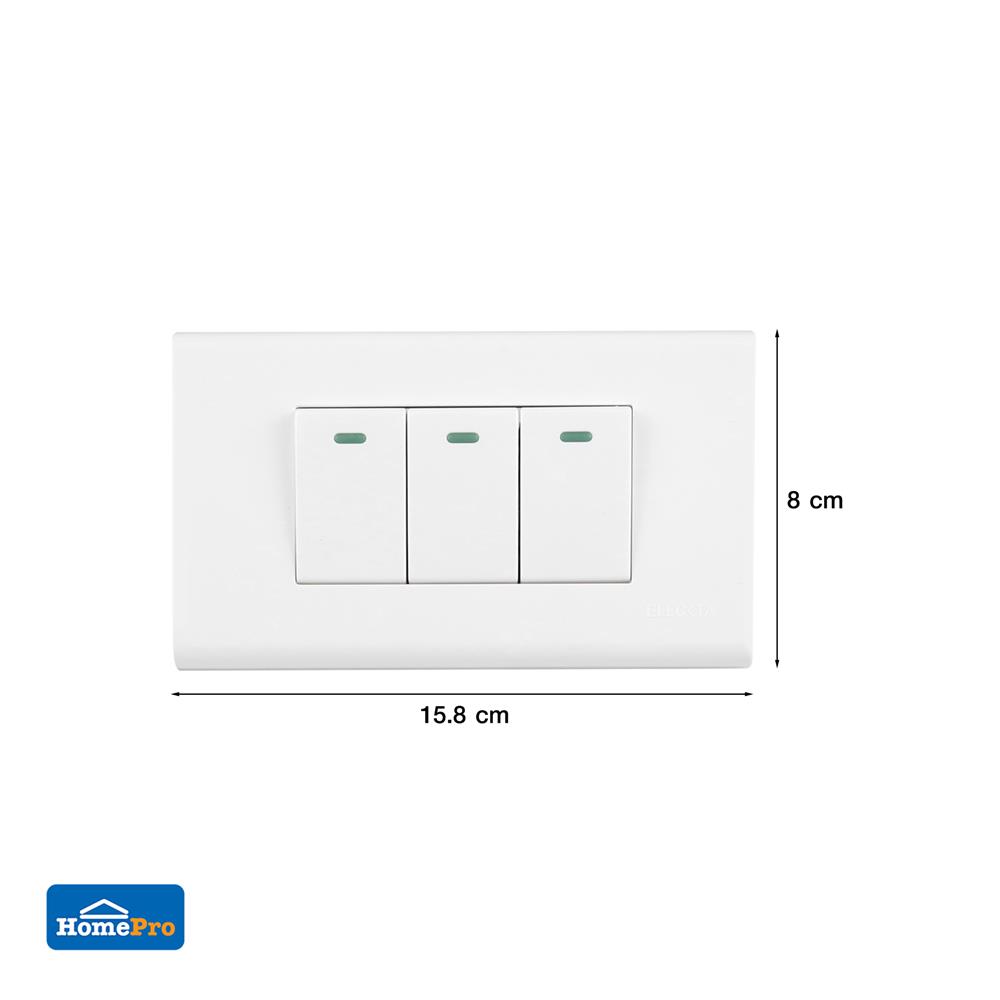 ชุดสวิตช์ 1 ทาง 3 ช่อง ELECKTA N BASIC สีขาว