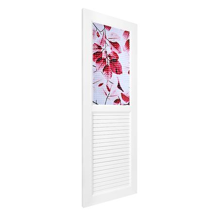 ชุดประตูห้องน้ำ UPVC AZLE ใบไม้แดง 70X200 ซม. สีขาว พร้อมวงกบ ไม่เจาะลูกบิด_1