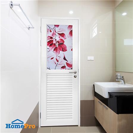 ชุดประตูห้องน้ำ UPVC AZLE ใบไม้แดง 70X200 ซม. สีขาว พร้อมวงกบ ไม่เจาะลูกบิด_4