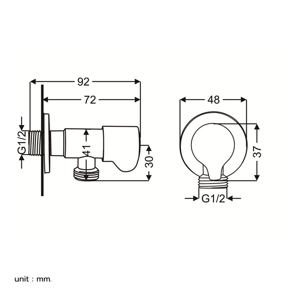 สต๊อปวาล์ว 1 ทาง RASLAND STP-STN สีโครม