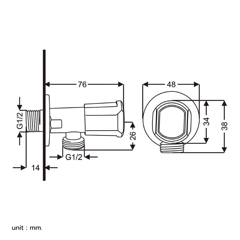 สต๊อปวาล์ว 1 ทาง BEN BN STOP-VAL สีโครม