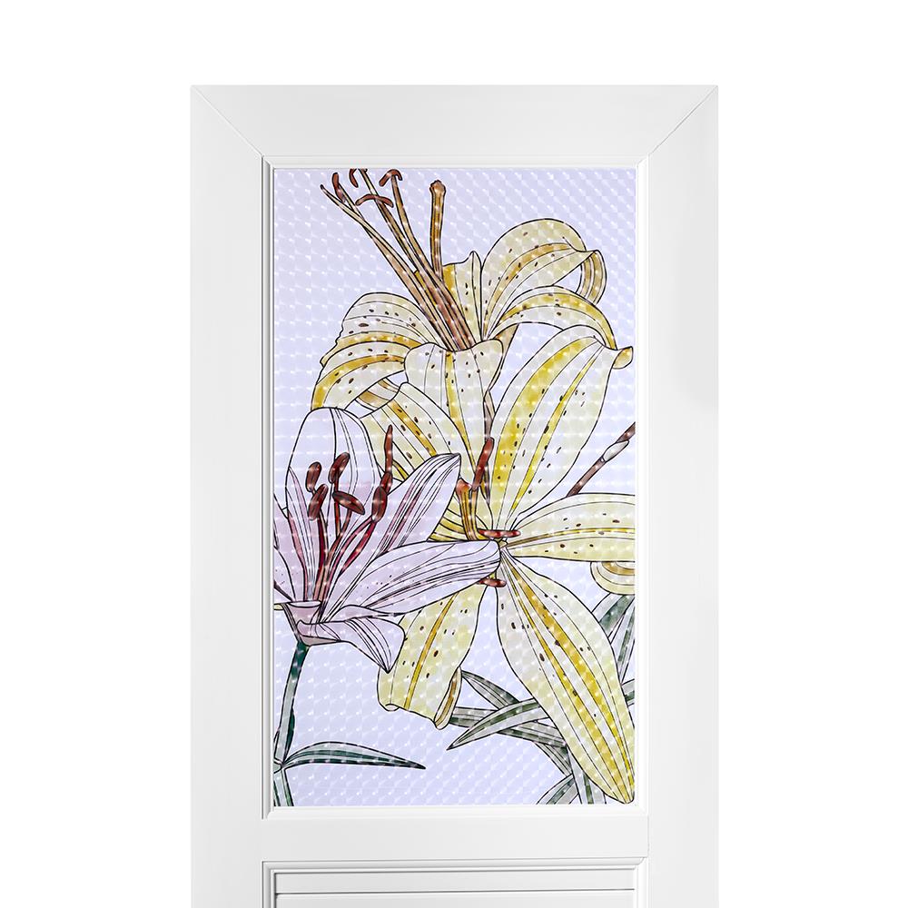 ชุดประตูห้องน้ำ UPVC AZLE ดอกลิลลี่ 70X200 ซม. สีขาว พร้อมวงกบ ไม่เจาะลูกบิด