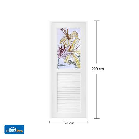 ชุดประตูห้องน้ำ UPVC AZLE ดอกลิลลี่ 70X200 ซม. สีขาว พร้อมวงกบ ไม่เจาะลูกบิด_7