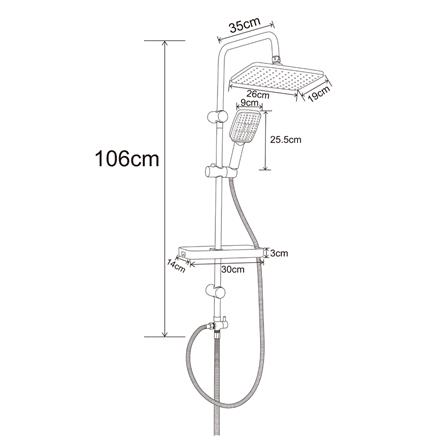 ฝักบัว RAIN SHOWER น้ำอุ่น RASLAND ALL-BLACK สีดำ_6
