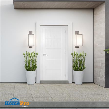 ประตูภายนอก UPVC AZLE AZ-A915 80X200 ซม. สีขาว เจาะลูกบิด_2