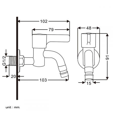 ก๊อกล้างพื้น 1 ทาง RASLAND RA BIB-BLK สีดำ_1