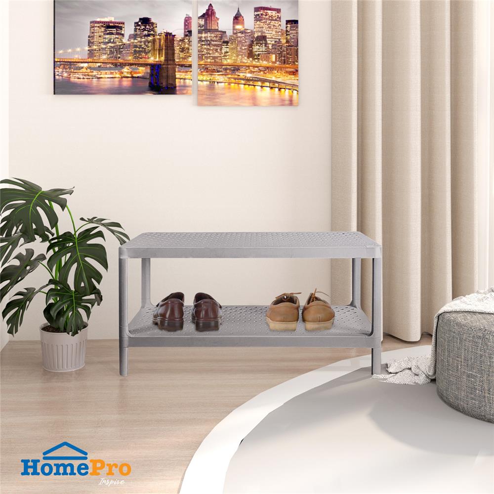ชั้นวางรองเท้า 2 ชั้น STACKO MONO 70x30x34.3 ซม. สีเทา