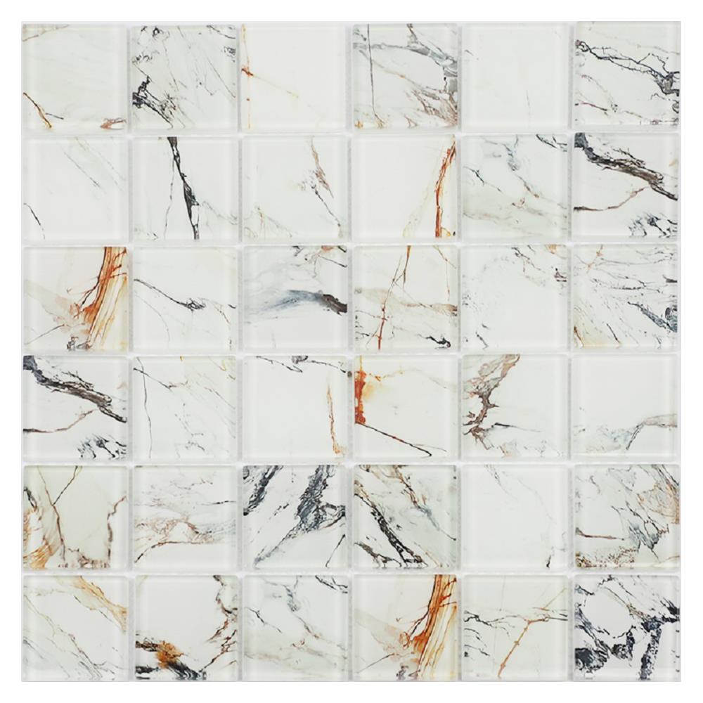 โมเสคแก้ว 30x30 ซม. TARA HPR-215 MARBLE สีขาว