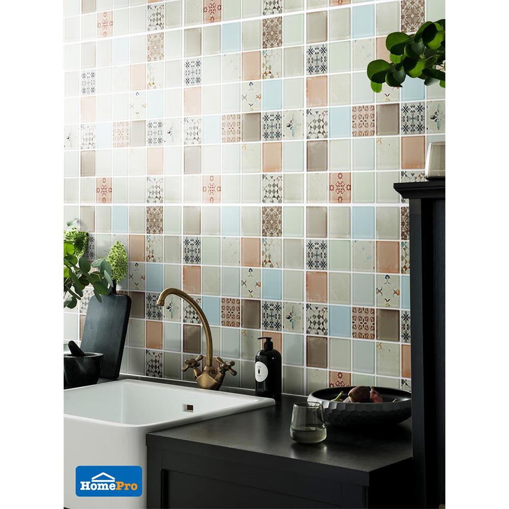 โมเสคแก้ว 30x30 ซม. TARA HPR-217 BELLA สีเบจ