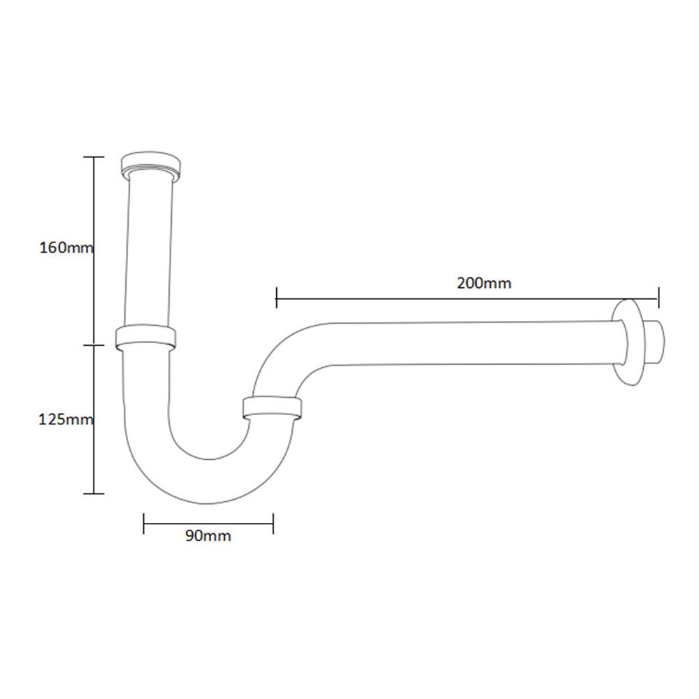 ท่อน้ำทิ้งอ่างล้างหน้าพีแทรป 20 ซม. RASLAND A126-20200 สีโครม