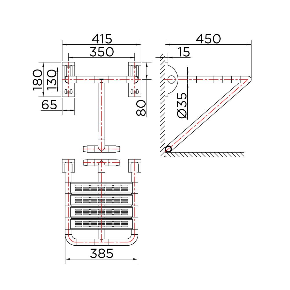 เก้าอี้อาบน้ำติดผนัง KARAT FAUCET KB-02-850-AB สีขาว