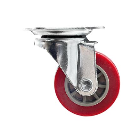 ลูกล้อโพลียูรีเทน LEON แป้นหมุน ไม่มีเบรก 1.5 นิ้ว สีแดง_0