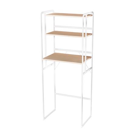 ชั้นคร่อมเครื่องซักผ้าพร้อมแผ่นชั้นไม้ PLIM สีขาว