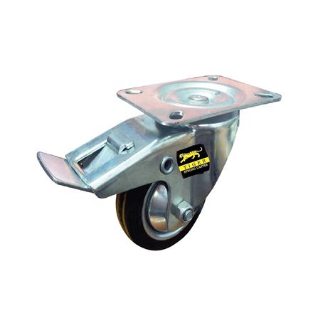 ลูกล้อยาง BLACK TIGER แป้นหมุน มีเบรก 4 นิ้ว สีดำ