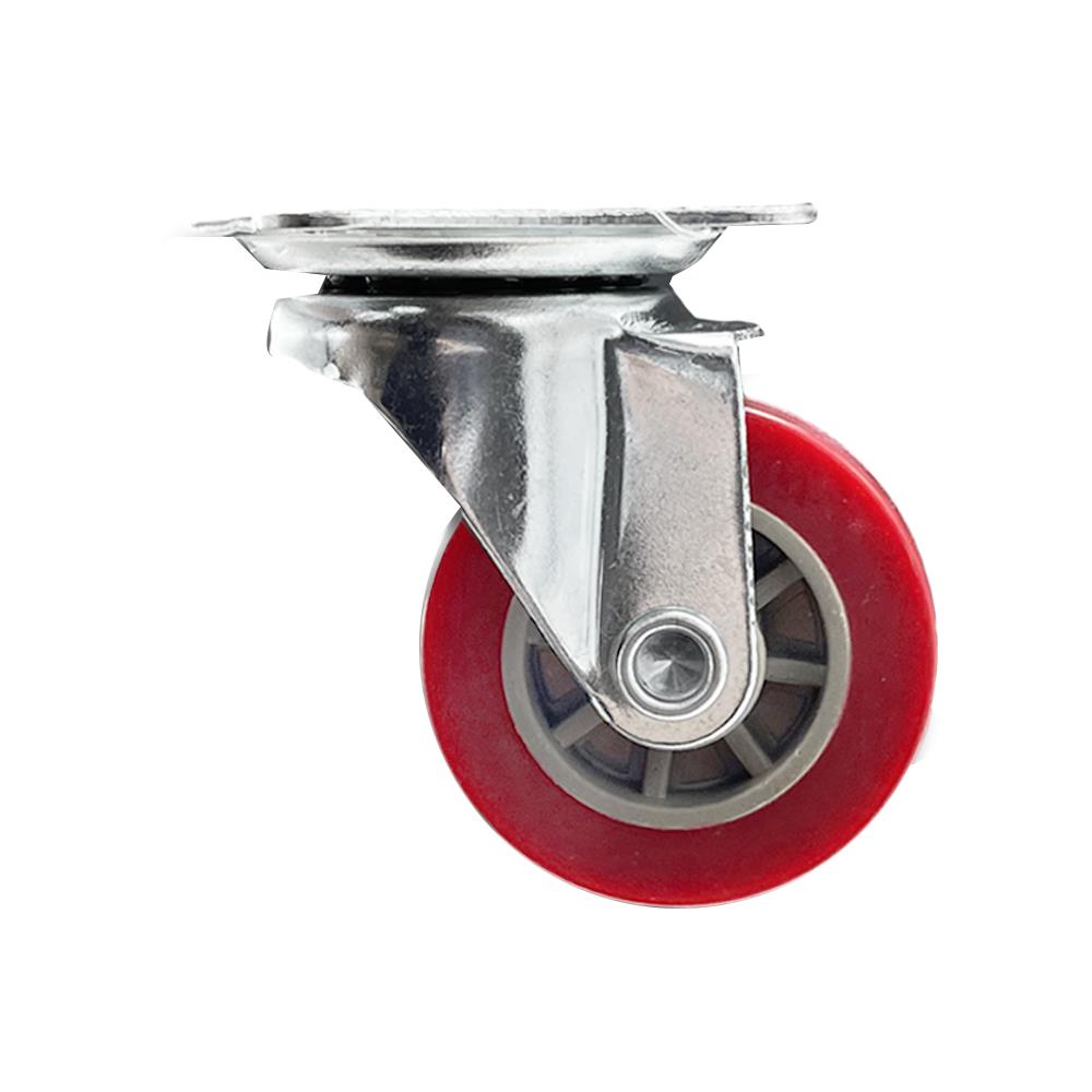 ลูกล้อโพลียูรีเทน LEON แป้นหมุน ไม่มีเบรก 2 นิ้ว สีแดง