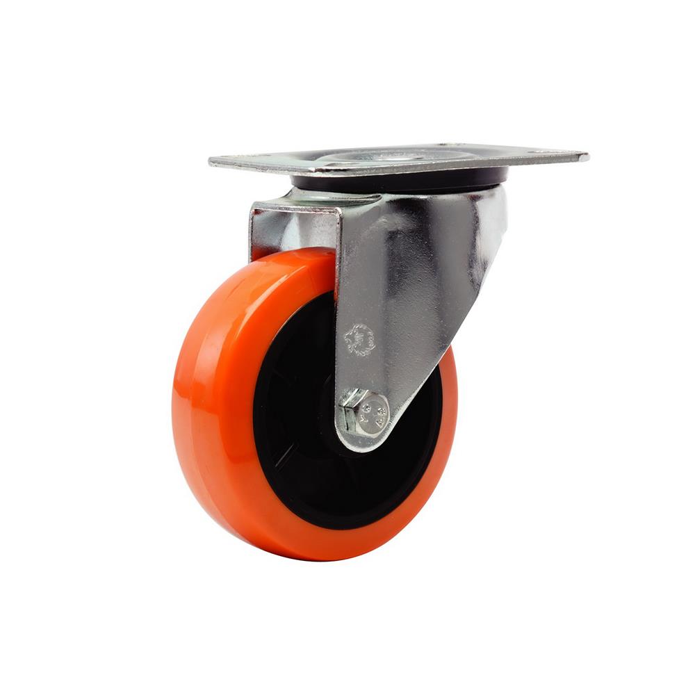 ลูกล้อโพลียูรีเทน LEON แป้นหมุน ไม่มีเบรก 3 นิ้ว สีส้ม