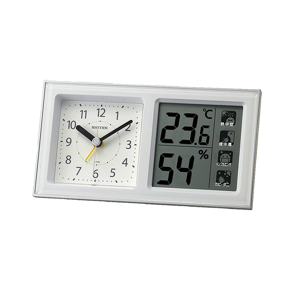 นาฬิกาตั้งโต๊ะพลาสติก RHYTHM 8RE678SR03 3X6 นิ้ว สีขาว