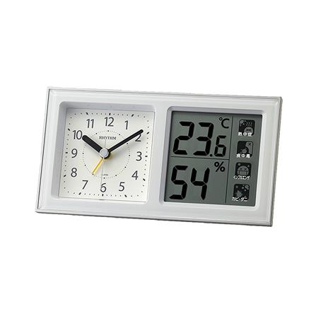 นาฬิกาตั้งโต๊ะพลาสติก RHYTHM 8RE678SR03 3X6 นิ้ว สีขาว